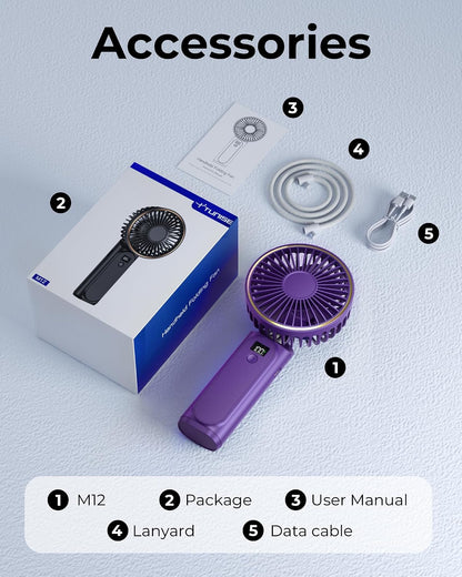 TUNISE Portable Handheld Fan, Portable Fan Rechargeable, 4000mAh, 180° Adjustable, 6 Speed Wind, Display Electricity in Real Time, USB Rechargeable Foldable F an, Quiet Personal Fan as Power Bank