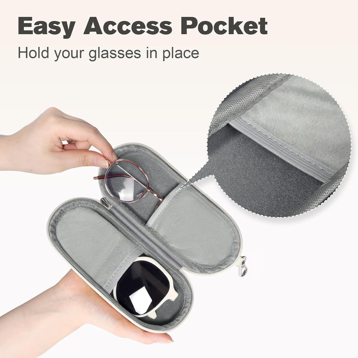 Double Eyeglasses Case, Dual Glasses Sunglasses Organizer with Zipper Closure, Eyewear Storage Box for Men Women Travel
