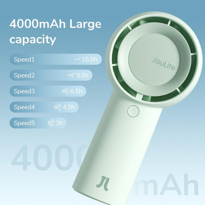 JISULIFE Portable Handheld Turbo Pocket Fan Rechargeable 4000mAh 5-Speed