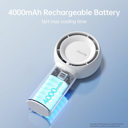 JISULIFE Portable Handheld Turbo Pocket Fan Rechargeable 4000mAh 5-Speed