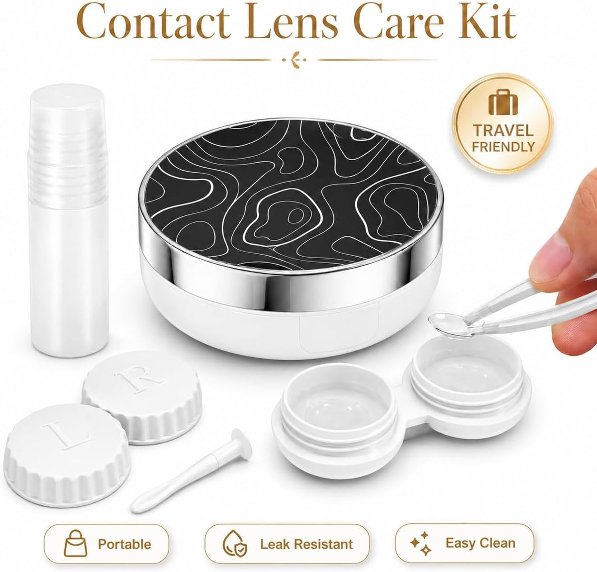 Contact Lens Case, Travel Contact Lens Cases Cute Contact Case and Solution Perfect for Daily Travel Outdoor