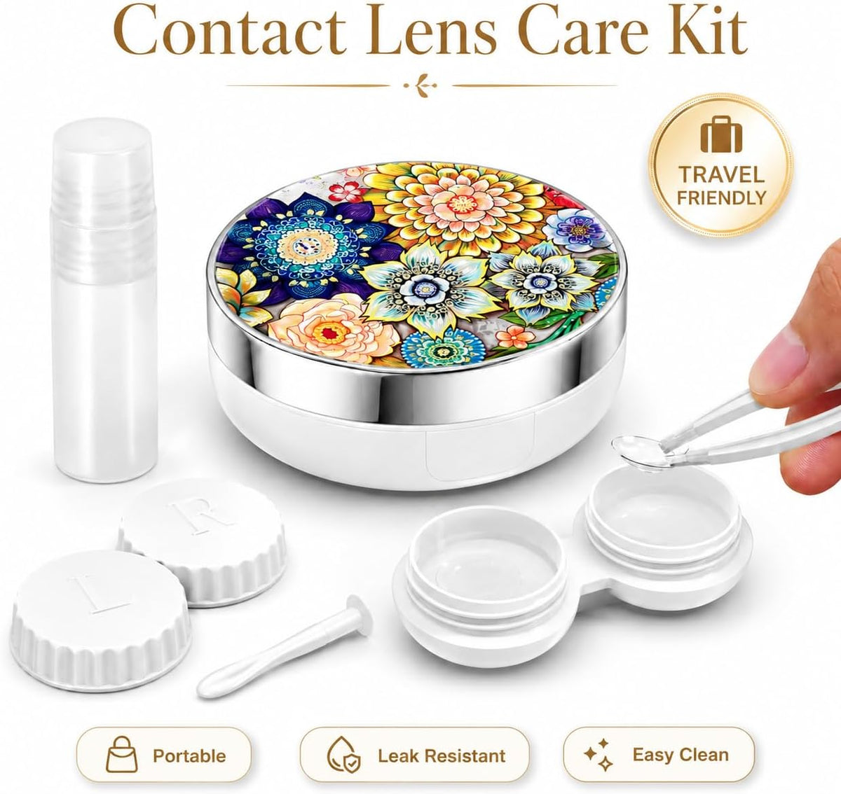 Contact Lens Case, Travel Contact Lens Cases Cute Contact Case and Solution Perfect for Daily Travel Outdoor