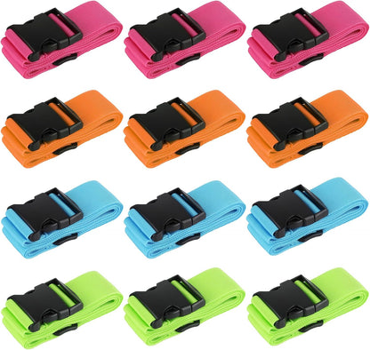 12 Pcs Luggage Straps for Suitcases TSA Approved, Suitcase Belts（4 Color）