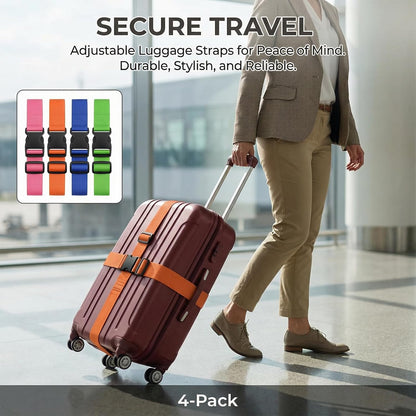 12 Pcs Luggage Straps for Suitcases TSA Approved, Suitcase Belts（4 Color）