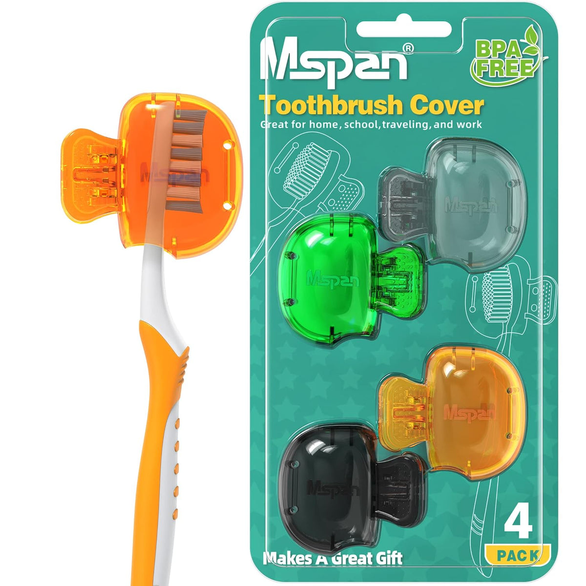 Toothbrush Head Cover Cap: Toothbrush Protector Brush Pod Case Protective Plastic Clip Bathroom Cool Stuff for Household Travel
