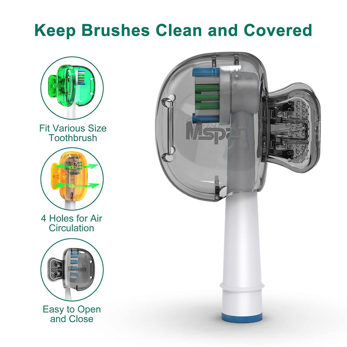 Toothbrush Head Cover Cap: Toothbrush Protector Brush Pod Case Protective Plastic Clip Bathroom Cool Stuff for Household Travel