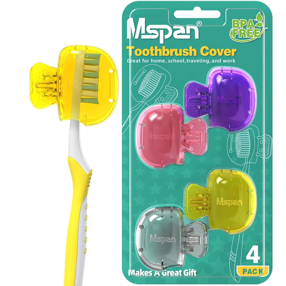 Toothbrush Head Cover Cap: Toothbrush Protector Brush Pod Case Protective Plastic Clip Bathroom Cool Stuff for Household Travel