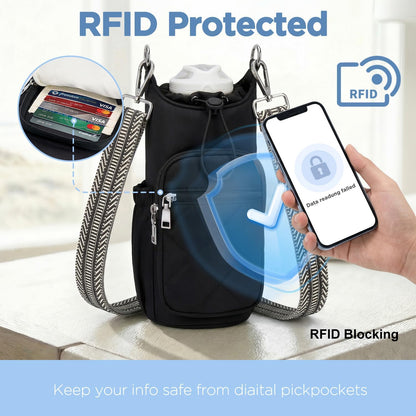 Crossbody Water Bottle Bag for Women,Lightweiht & Hands-Free Green