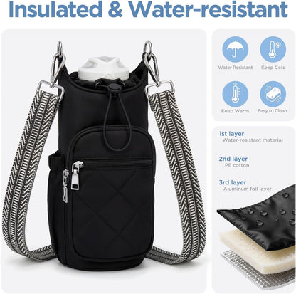 Crossbody Water Bottle Bag for Women,Lightweiht & Hands-Free Green