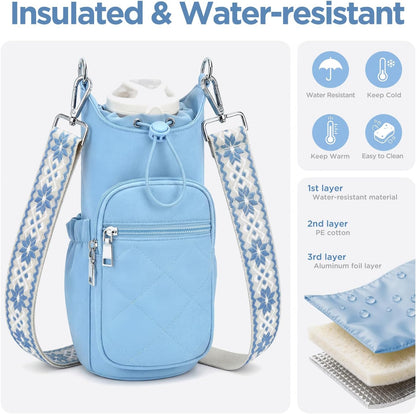 Crossbody Water Bottle Bag for Women,Lightweiht & Hands-Free Green