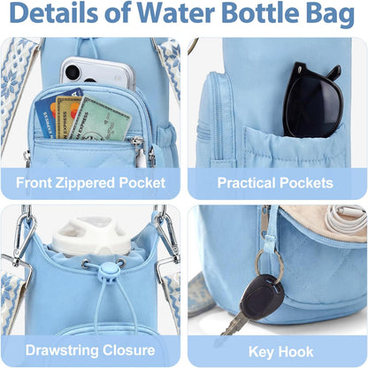Crossbody Water Bottle Bag for Women,Lightweiht & Hands-Free Green