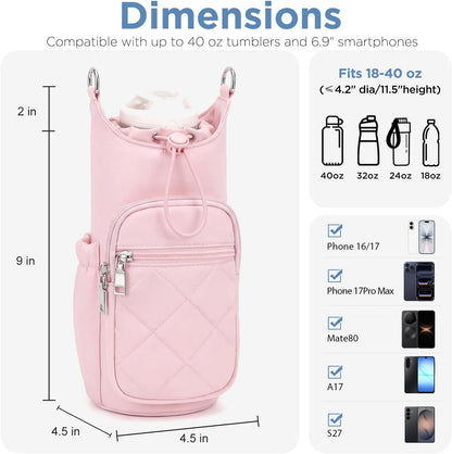 Crossbody Water Bottle Bag for Women,Lightweiht & Hands-Free Green