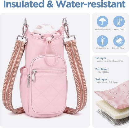Crossbody Water Bottle Bag for Women,Lightweiht & Hands-Free Green