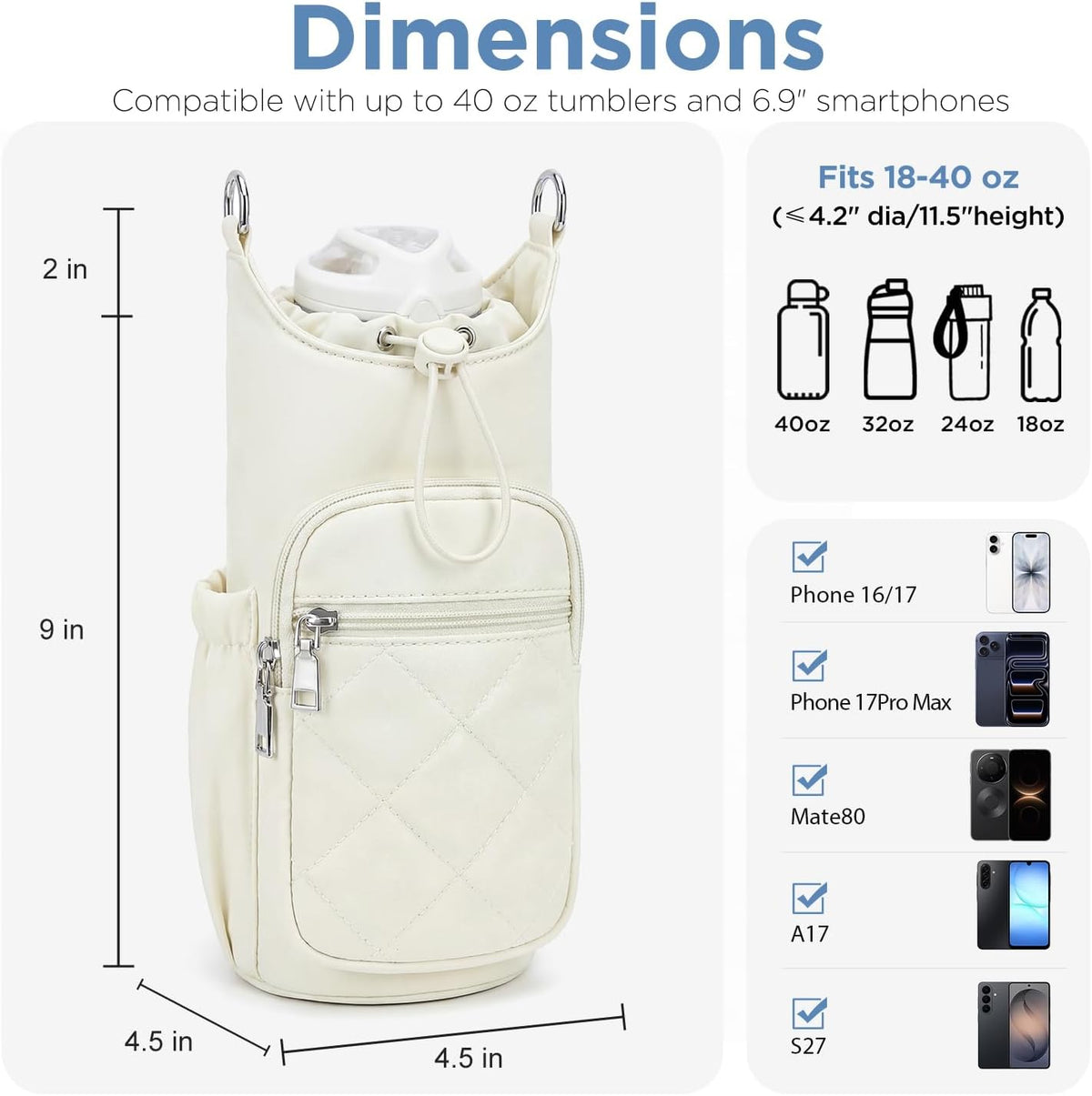 Crossbody Water Bottle Bag for Women,Lightweiht & Hands-Free Green