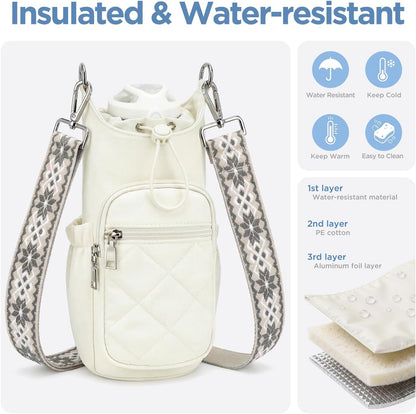 Crossbody Water Bottle Bag for Women,Lightweiht & Hands-Free Green