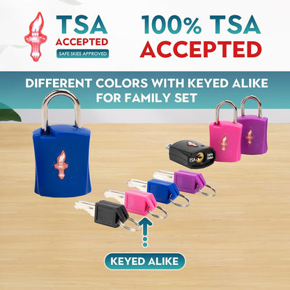 Safe Skies 4-Pack 4-Color Family TSA Travel Key Lock