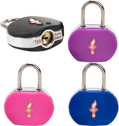 Safe Skies 4-Pack 4-Color Family TSA Travel Key Lock