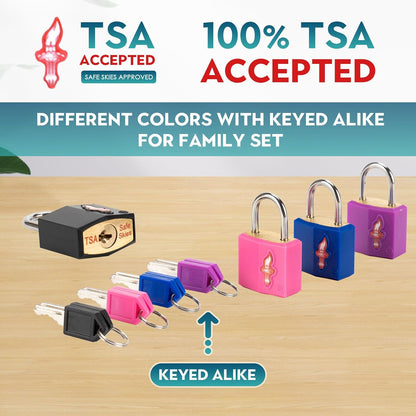 Safe Skies 4-Pack 4-Color Family TSA Travel Key Lock