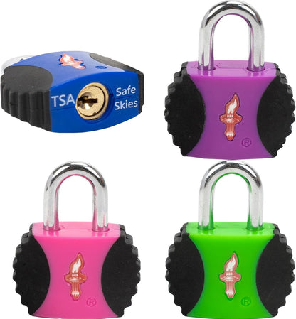 Safe Skies 4-Pack 4-Color Family TSA Travel Key Lock