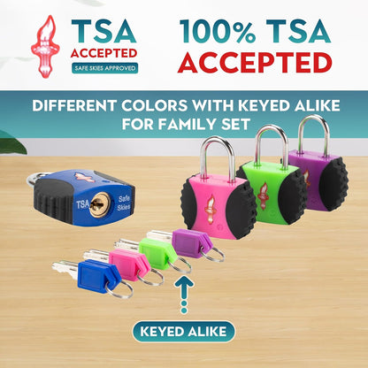 Safe Skies 4-Pack 4-Color Family TSA Travel Key Lock