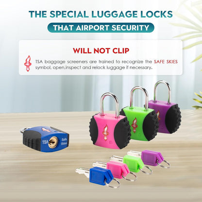Safe Skies 4-Pack 4-Color Family TSA Travel Key Lock