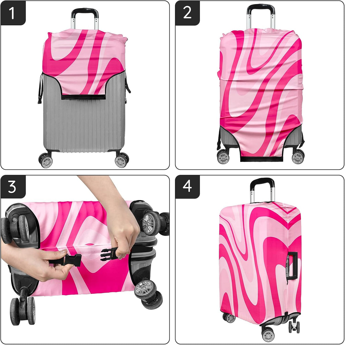 Luggage Covers for Suitcase Elastic Suitcase Covers Luggage Protector Anti-scratch Fits 28-30 Inch Pink