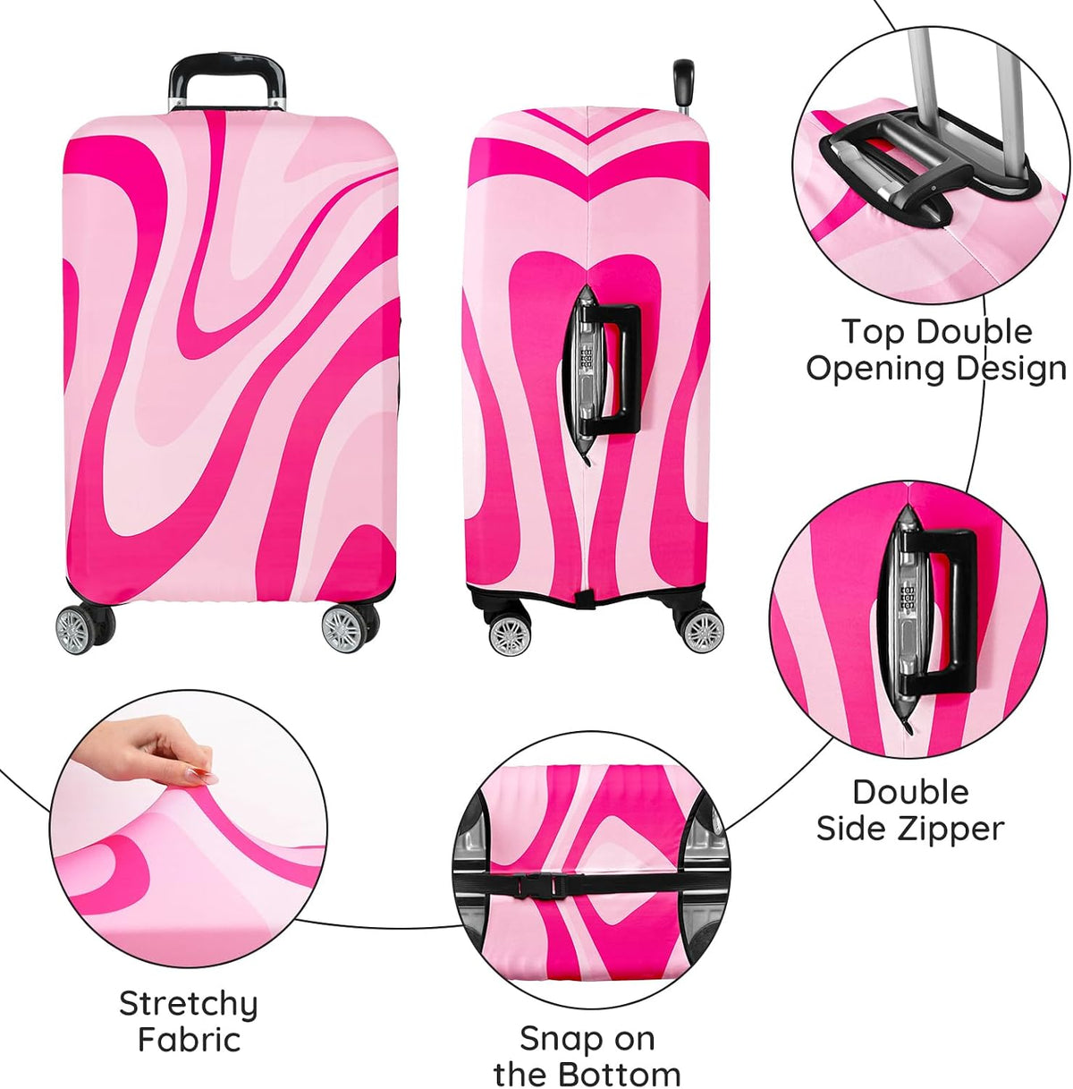 Luggage Covers for Suitcase Elastic Suitcase Covers Luggage Protector Anti-scratch Fits 28-30 Inch Pink
