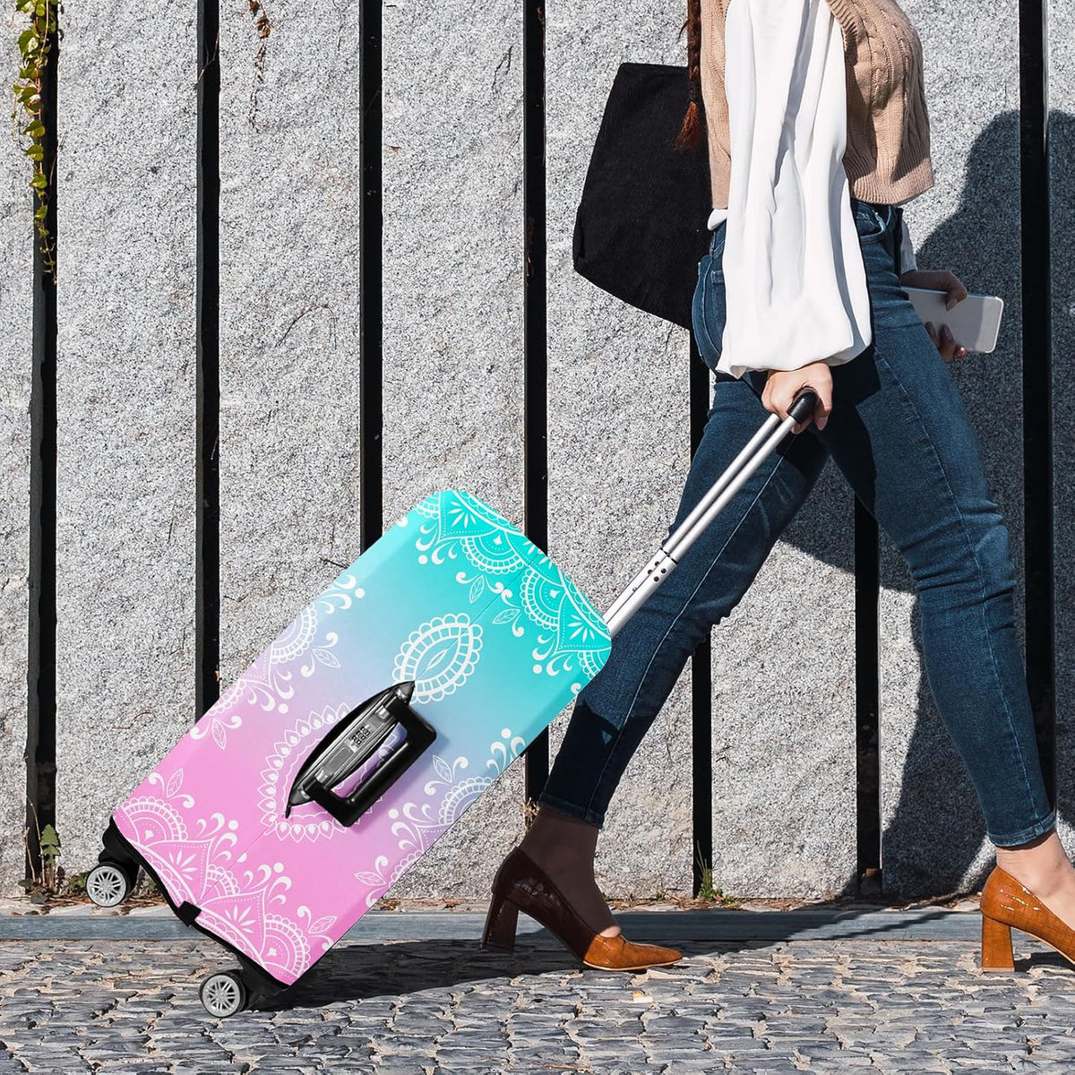 Luggage Covers for Suitcase Elastic Suitcase Covers Luggage Protector Anti-scratch Fits 28-30 Inch Pink