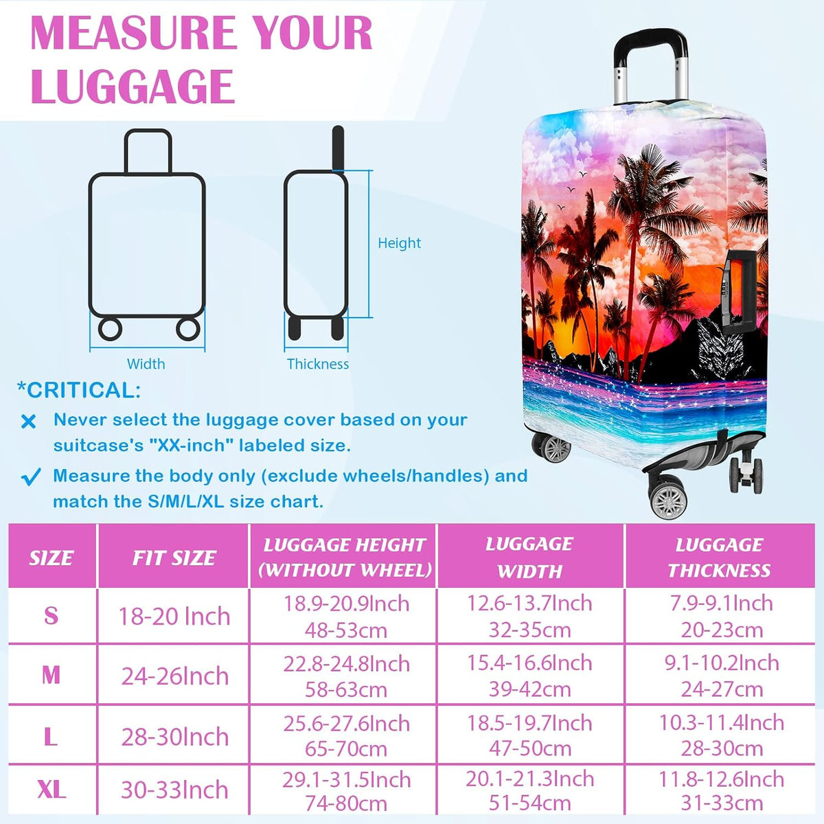 Luggage Covers for Suitcase Elastic Suitcase Covers Luggage Protector Anti-scratch Fits 28-30 Inch Pink