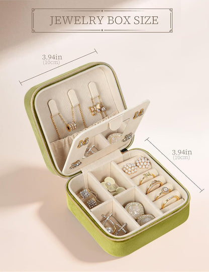 Travel Jewelry Case Small Jewelry Box Jewelry Organizer Storage Case Portable PU Leather Mini Jewelry Travel Case for Girls Womens Earring, Necklace, Rings,Bracelets