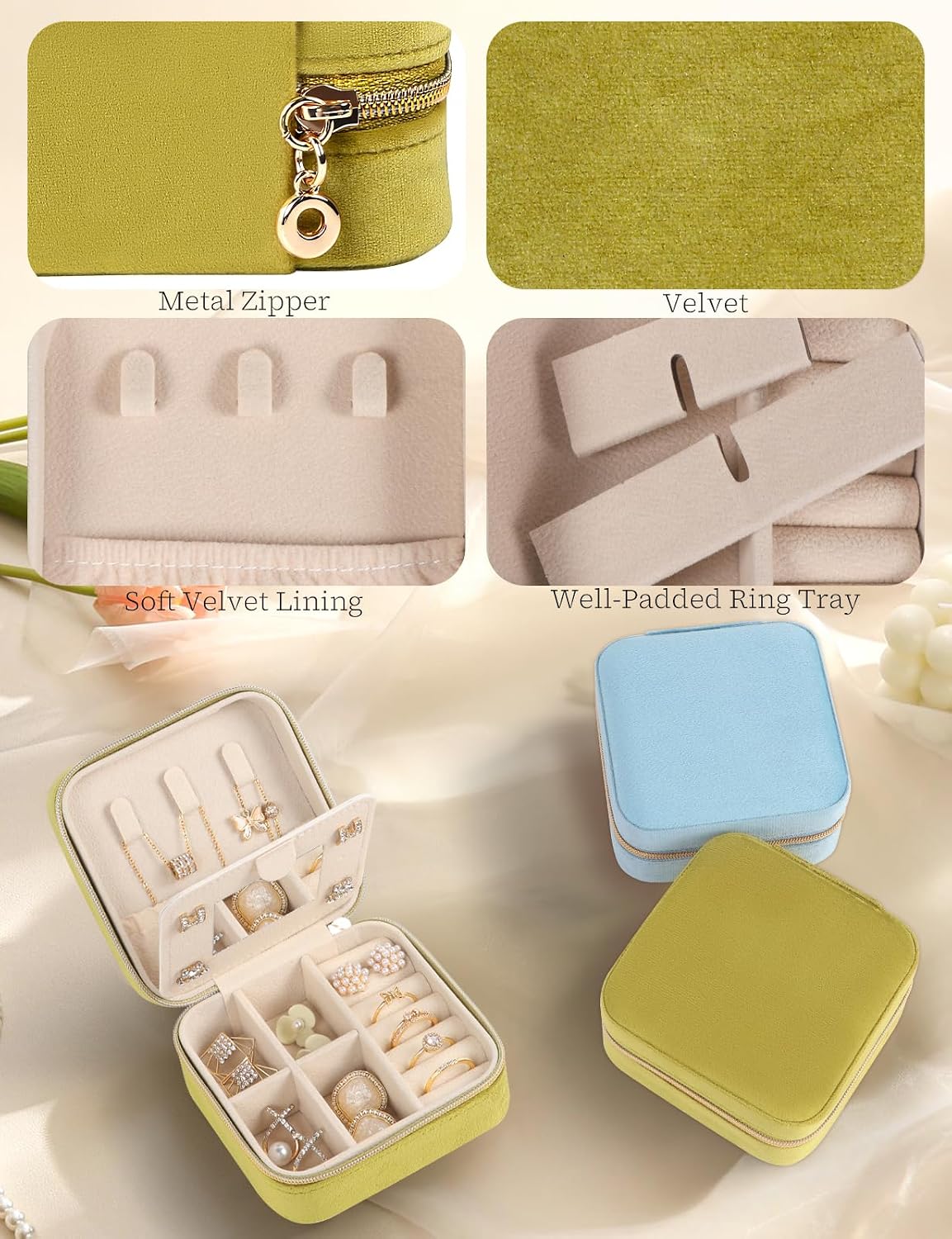 Travel Jewelry Case Small Jewelry Box Jewelry Organizer Storage Case Portable PU Leather Mini Jewelry Travel Case for Girls Womens Earring, Necklace, Rings,Bracelets