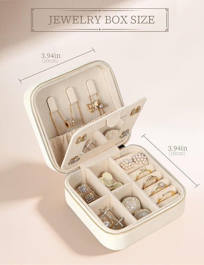 Travel Jewelry Case Small Jewelry Box Jewelry Organizer Storage Case Portable PU Leather Mini Jewelry Travel Case for Girls Womens Earring, Necklace, Rings,Bracelets