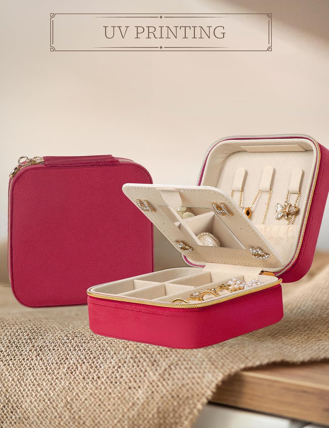 Travel Jewelry Case Small Jewelry Box Jewelry Organizer Storage Case Portable PU Leather Mini Jewelry Travel Case for Girls Womens Earring, Necklace, Rings,Bracelets