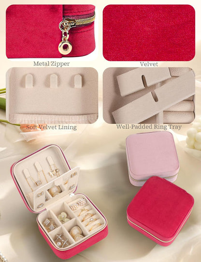 Travel Jewelry Case Small Jewelry Box Jewelry Organizer Storage Case Portable PU Leather Mini Jewelry Travel Case for Girls Womens Earring, Necklace, Rings,Bracelets