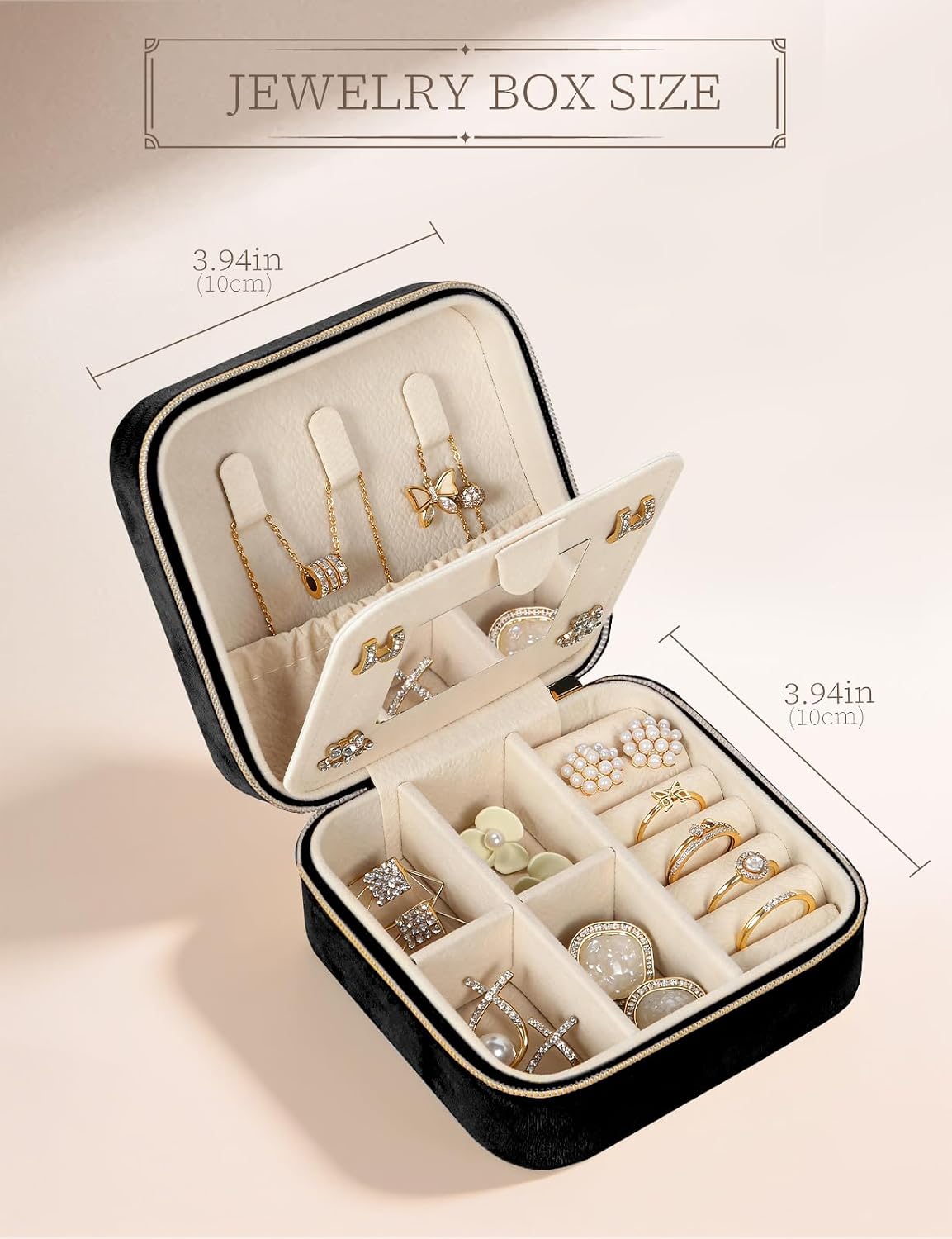 Travel Jewelry Case Small Jewelry Box Jewelry Organizer Storage Case Portable PU Leather Mini Jewelry Travel Case for Girls Womens Earring, Necklace, Rings,Bracelets