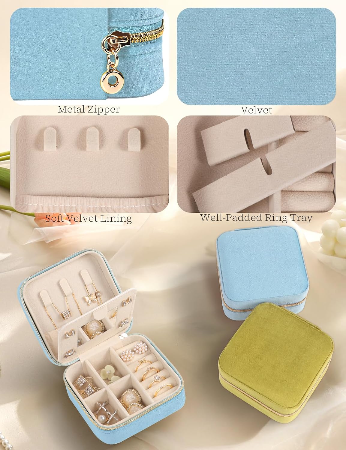 Travel Jewelry Case Small Jewelry Box Jewelry Organizer Storage Case Portable PU Leather Mini Jewelry Travel Case for Girls Womens Earring, Necklace, Rings,Bracelets