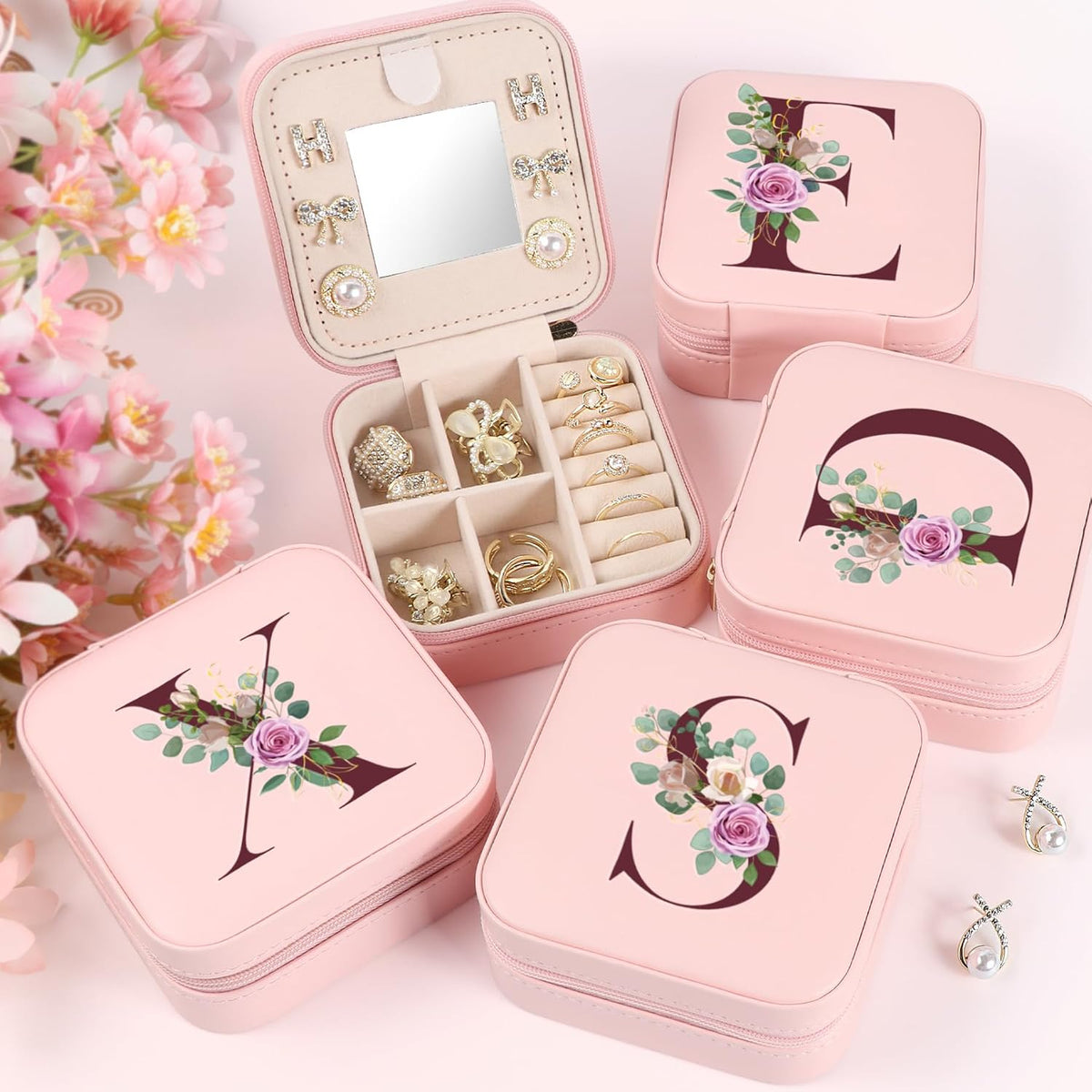 Travel Jewelry Case Small Jewelry Box Jewelry Organizer Storage Case Portable PU Leather Mini Jewelry Travel Case for Girls Womens Earring, Necklace, Rings,Bracelets