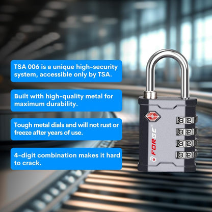 4-Digit TSA Approved Travel Locks – Heavy-Duty Combination Padlock for Travel, Gym, Pelican Case. Black 2-Pack.