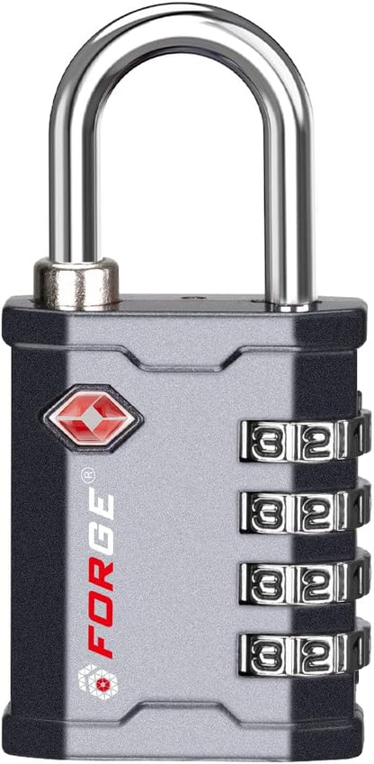 4-Digit TSA Approved Travel Locks – Heavy-Duty Combination Padlock for Travel, Gym, Pelican Case. Black 2-Pack.