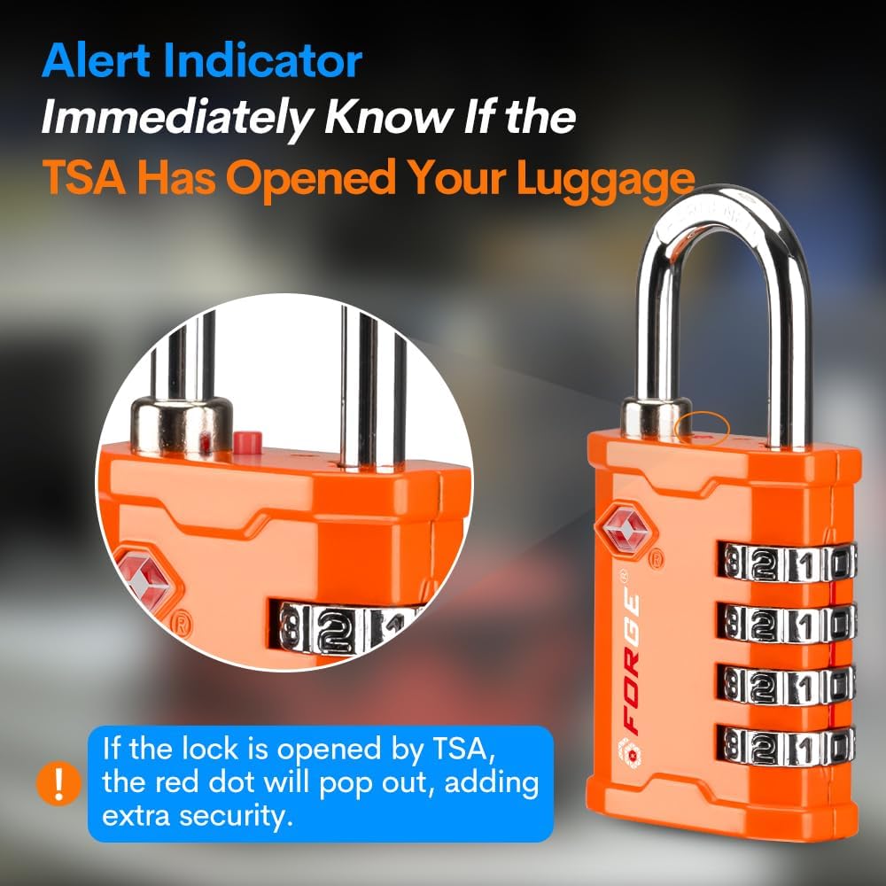 4-Digit TSA Approved Travel Locks – Heavy-Duty Combination Padlock for Travel, Gym, Pelican Case. Black 2-Pack.