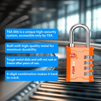 4-Digit TSA Approved Travel Locks – Heavy-Duty Combination Padlock for Travel, Gym, Pelican Case. Black 2-Pack.