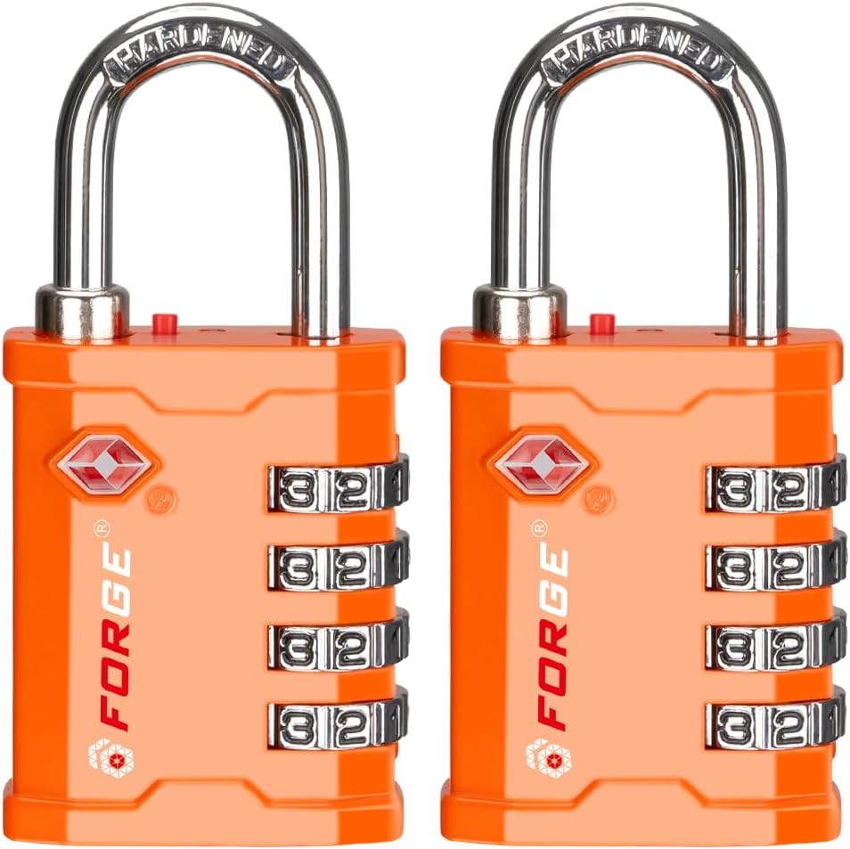 4-Digit TSA Approved Travel Locks – Heavy-Duty Combination Padlock for Travel, Gym, Pelican Case. Black 2-Pack.