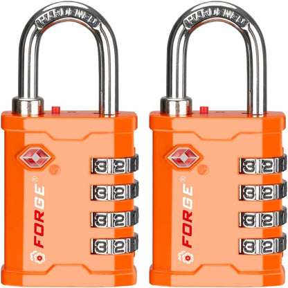 4-Digit TSA Approved Travel Locks – Heavy-Duty Combination Padlock for Travel, Gym, Pelican Case. Black 2-Pack.