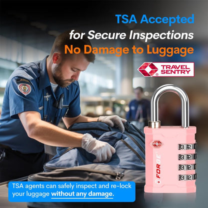 4-Digit TSA Approved Travel Locks – Heavy-Duty Combination Padlock for Travel, Gym, Pelican Case. Black 2-Pack.