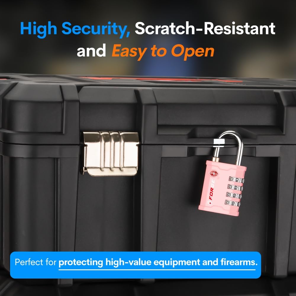 4-Digit TSA Approved Travel Locks – Heavy-Duty Combination Padlock for Travel, Gym, Pelican Case. Black 2-Pack.