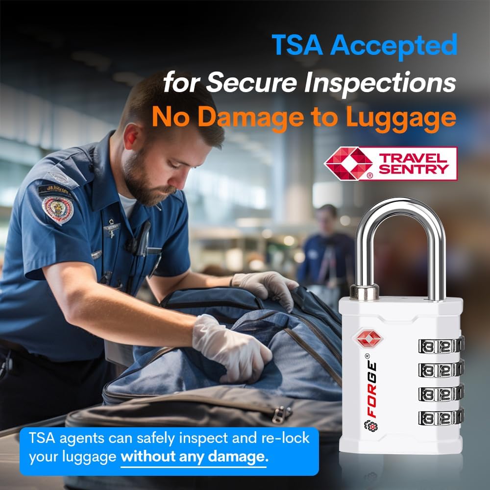 4-Digit TSA Approved Travel Locks – Heavy-Duty Combination Padlock for Travel, Gym, Pelican Case. Black 2-Pack.