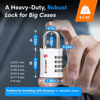 4-Digit TSA Approved Travel Locks – Heavy-Duty Combination Padlock for Travel, Gym, Pelican Case. Black 2-Pack.