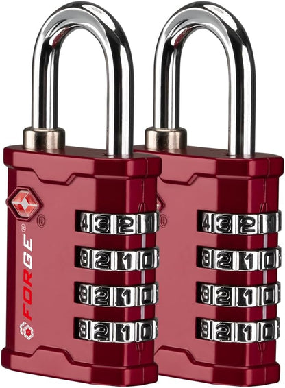 4-Digit TSA Approved Travel Locks – Heavy-Duty Combination Padlock for Travel, Gym, Pelican Case. Black 2-Pack.