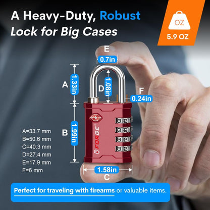 4-Digit TSA Approved Travel Locks – Heavy-Duty Combination Padlock for Travel, Gym, Pelican Case. Black 2-Pack.