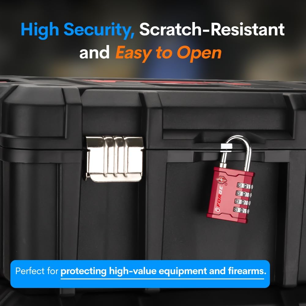 4-Digit TSA Approved Travel Locks – Heavy-Duty Combination Padlock for Travel, Gym, Pelican Case. Black 2-Pack.